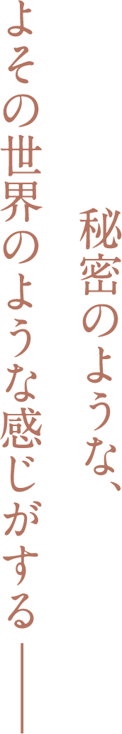 秘密のような、 よその世界のような感じがする――